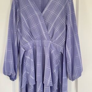 Women's Lavender Plaid Wrap Jumpsuit
